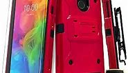 LG K30 Phone Cases, LG Premier Pro LTE Case, LG Phoenix Plus, LG K10 2018, with [Tempered Glass Screen Protector Included] Full Coverage Dual Layers Cover with Kickstand and Locking Belt Clip-Red