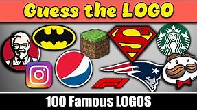Guess the logo in 3 seconds..! | 100 famous logos | Logo quiz