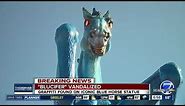 Denver airport confirms 'Blucifer,' large blue horse sculpture by airport, was vandalized