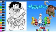 Coloring Moana - Maui | Moana Coloring Pages | Markers
