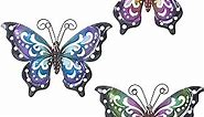 3 Pack Metal Butterfly Wall Art Outdoor Decor, Butterflies Spring Wall Sculpture Hanging Metal Wall Decorations for Garden, Patio, Fence, Yard, Living Room, Bedroom