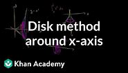 Disc method around x-axis | Applications of definite integrals | AP Calculus AB | Khan Academy
