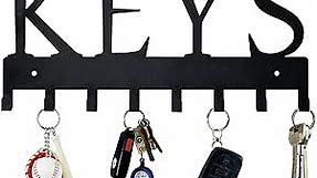Nail-Free Metal Key Holder, Key Holder Wall Mounted Key Hooks Organizer Key Hanger Rack Wall Mounted for Home, Entryway, Hallway, Office, Matte Black,11.4''4.9''0.6''