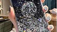 Designed for iPhone XR Case Women Girls Glitter Sparkle Bling Cute Cases with Ring Kickstand Soft Phone Protective Shell Phone Cover for iPhone XR 6.1 inch (Black)