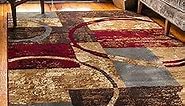Unique Loom Barista Collection Modern, Abstract, Vintage, Distressed, Urban, Geometric, Rustic, Warm Colors Area Rug (5' 0 x 8' 0 Rectangular, Multi/Beige)