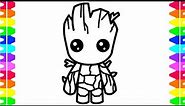 Groot Coloring for kids and Toddlers, Let's Draw and learn together.