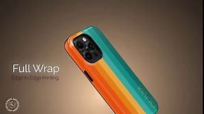 Artisticases Retro Orange Teal Custom Rainbow Phone Case Personalized Name Case, Designed ‎for iPhone 15 Plus, iPhone 14 Pro Max, iPhone 13 Mini, iPhone 12, 11, X/XS Max, ‎XR, 7/8‎