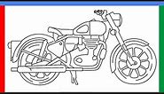 Bullet Drawing | How to draw Bullet (Royal Enfield) bike step by step for beginners