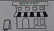 How to draw a Restaurant easy Step by Step / Drawing Restaurant For Beginners / Restaurant Drawing