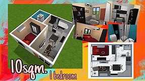 Small House Design (10 sqm.) with 1 bedroom - FIREWALL