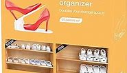 Neprock Shoe Slots Organizer, Adjustable Shoe Rack Stacker Storage Space Saver, Double Deck Shoe Rack Holder for Closet Organization (20-Pack)(White)