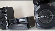 Panasonic stereo sound system SCUX100EK 300w hi-fi with bluetooth specifications.
