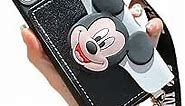 Ayvision for iPhone 12 Pro Max Case,Soft TPU Mickey Minnie Mouse Cute Cartoon Protective Phone Case Cover for iPhone 12 Pro Max 6.7 inch with Rope Minnie Mouse Women Girls Kids Phone Case Black