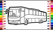 Drawing of school bus - How to draw a bus - Bus coloring for kids