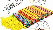 RAINBOW TOYFROG Building Straws and Connectors - STEM Blocks Construction Toys for Boys & Girls - 300 Pcs Straw Building Set - Engineering Connector Blocks for Kids