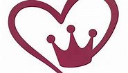 Custom Heart Shaped Crown Vinyl Decal - Crown Bumper Sticker - Tumbler Window Laptop Cup Auto Decal - Pick Your Size and Color