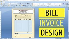 How to Create an Invoice in Microsoft Word | Bill Design in Microsoft Word