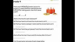 Grade 4 - Measurement: Worksheet solution