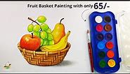 Fruit Basket Drawing Painting with Using Doms Watercolor Cake | Easy Step By Step