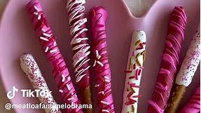 Chocolate Dipped Pretzel Rods make the perfect Valentine’s Day treat! Made with only three ingredients—pretzel rods, candy melts and sprinkles—this tasty sweet and salty treat is so easy!! #valentinesday #valentinesdayrecipe #valentinesdaydessert #galentinesday #galentinesdayideas #easydessert #nobakedessert #dippedpretzels #dippedpretzelsrods #treatmaker