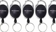 KeySmart Retractable Carabiner - Belt Clip Key Ring and Snap Badge Reel (5-Pack) - Multipurpose and Durable Badge Holder/Carabiner