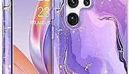 DUEDUE for Samsung Galaxy S23 Ultra Case, Marble Pattern Heavy Duty Rugged Shockproof Drop Protection 3 in 1 Hybrid Hard PC Cover Soft Silicone Bumper Phone Case for Samsung S23 Ultra 6.8", Purple