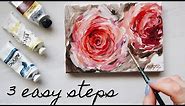 How to Paint a Rose in Acrylics 🌹3 Easy Steps