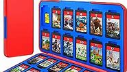 CYKOARMOR Switch Game Case Holder for Nintendo Switch/OLED/Lite Game Card, Switch Game Holder with 24 Game Slots & 24 Micro SD Card Slots, Switch Game Card Case Compact Switch Cartridge Case Red Blue