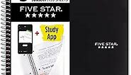 Five Star Spiral Notebook + Study App, 3 Subject, College Ruled Paper, Fights Ink Bleed, Water Resistant Cover, 8-1/2" x 11", 150 Sheets, Black (72069)
