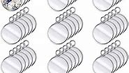 Hicarer 200 Pieces 12 mm Stainless Steel Round Blank Bezel Set, Including 100 Pendant Trays 100 Glass Cabochon Trays Pendant Blanks for Jewelry Making DIY Findings