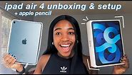 BRAND NEW iPad Air 4th Generation + Apple Pencil 2nd Generation 2020 Unboxing + Review| sky blue