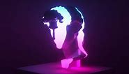 Neon Lightning Reflection At David Head vaporwave pop art style Transfix art Light reflection art