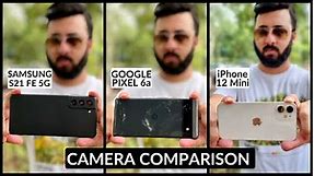 Best Camera Phones Under 30000 - Samsung S21 FE 5G vs Pixel 6a vs iPhone 12 mini Camera Comparison
