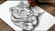 How to Draw a Tiger Cub Step by Step | Realistic Tiger Cub Sketch with Pencil
