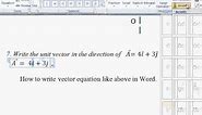 How to write vector equation in Word