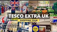 Shopping Tour at TESCO UK 🇬🇧 LARGEST British Supermarket GROCERY SHOPPING 4K! Items & Prices!
