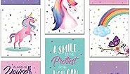 Unicorn Wall Decor - Unicorn Pictures Wall Decor Set Of 8 - Unicorn Wall Art Unframed - Rainbow Pictures Wall Art 8x10 - Easy To Decorate - Unicorn Art Prints - Unicorn Poster - Girls Wall Art