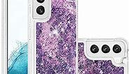 LEMAXELERS Compatible with Samsung S22+ Plus Case, Bling Glitter Liquid Clear Case Floating Quicksand Shockproof Protective Sparkle Silicone Soft TPU Case for Samsung Galaxy S22 Plus. YBL Love Purple