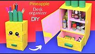 DIY Desk Organizer/ How to make Space Saving Cute 🍍 Pineapple Desk Organizer/ Best out of Waste