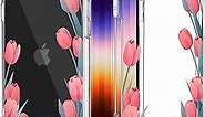 GREATRULY Floral Clear Case for iPhone SE 2022/2020 (3rd/2nd Generation SE3/SE2) & iPhone 8/7 for Women/Girls,Pretty Flower Design Silicone Phone Cover,Slim Soft Drop Proof TPU Protective Shell,FL-22