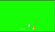 Magic broom is good in sweeping the floor in green screen