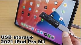 How to connect a USB storage flash drive to your iPad Pro 2021 M1 using a USB C to USB adapter