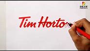 tim hortons logo drawing | How to draw | Coffee / Canada / fastfood
