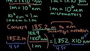 Metric Units Conversion and Scientific Notation Examples (nm, pm, cm)