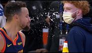 Steph Curry laughed so hard he spit out his water😄