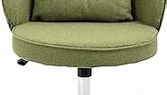 SSLine Modern Fabric Desk Chair Wide Swivel Home Office Computer Chair with Silver Base Comfy Elegant Leisure Task Chair Vanity Chair w/Pillow&Adjustable Tilt Back for Bedroom Living Room -Green