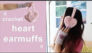 how to crochet HEART EARMUFFS! | step by step tutorial