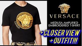 VERSACE TSHIRT - MEDUSA AMPLIFIED EMBROIDERED (CLOSER VIEW + OUTFIT)