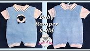 Crochet baby Rompers with lamb appliqué- boy or girl crochet dungarees 0-9M Easy Crochet for Baby