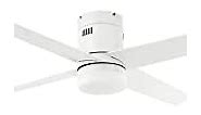 WINGBO 52" DC Flush Mount Ceiling Fan with Light and Remote Control, 6 Speed Hugger Ceiling Fan White, 4 Reversible Blades, Low Profile Ceiling Fan for Living Room Kitchen Bedroom, ETL Listed